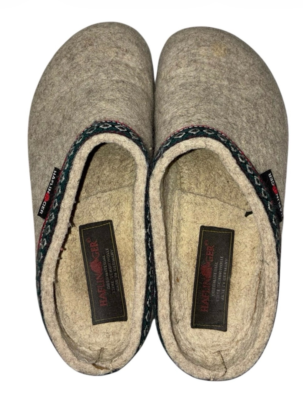HAFLINGER FRANZL BEIGEMELIERT SLIPPERS CLOGS BEIGE WOOL FELT Sz 36